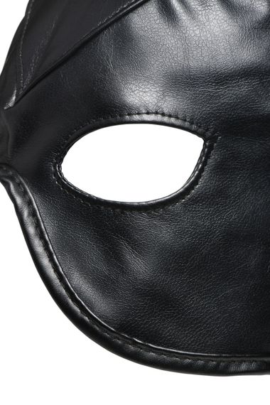 Маска з рогами Master Series: Dungeon Demon Bondage Mask with Horns, чорна | Зображення 4