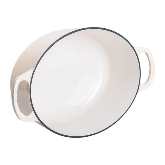 Гусятниця чавунна емальована з кришкою на 6 літрів Ø26 см Бежева | Зображення 3