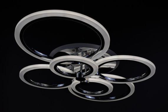 Люстра світлодіодна стельова LED світильник для квартири на стелю лед з пультом 25957 Хром 11х57х77 см. | Зображення 4