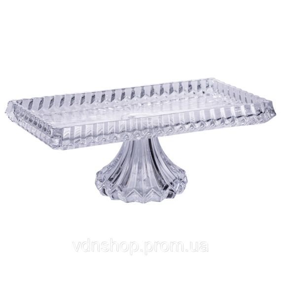 Тортівниця прямокутна на ніжці 33×17×13.5 (см) скляна HP-19-146C