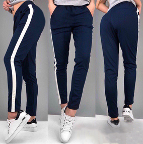 Штаны женские лампас сине-белый S