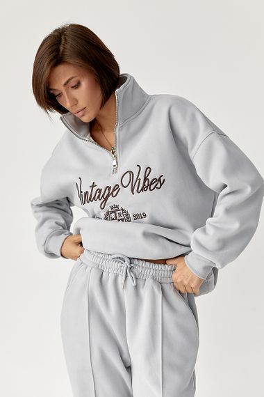 Утеплений спортивний костюм зі світшотом та джогерами - сірий цвет, M (є розміри) | Зображення 2