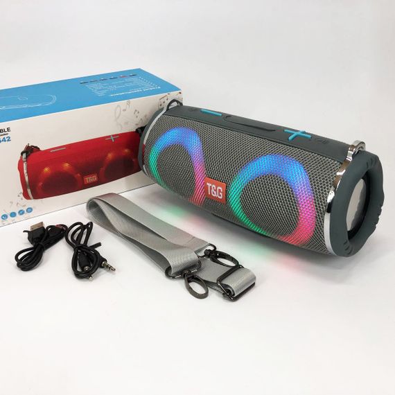 Портативна колонка TG642 з RGB підсвічуванням та ремінцем. ID-678 Колір: сірий | Зображення 7
