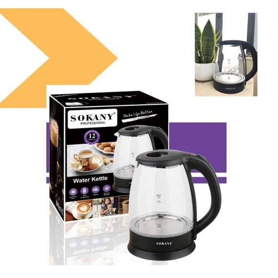 Електрочайник з елегантним скляним виконанням SOKANY SK-SH-1097 (46328-SK-SH-1097_293) | Зображення 1