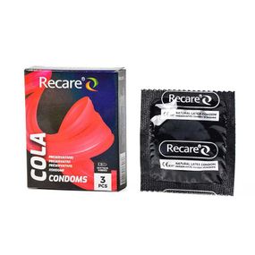Презервативы Holographic Recare Cola Dotted&Ribbed Condoms 3 шт, с пузырьками и ребрами, аромат: