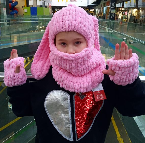 Комплект зимовий — шапка-балаклава + мітенки на долоньки