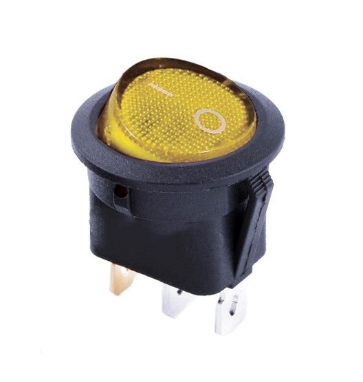 Перемикач KCD1-8-101N Y/B 220V 1 клавіша жовтий кругла з підсвічуванням Ny95500738