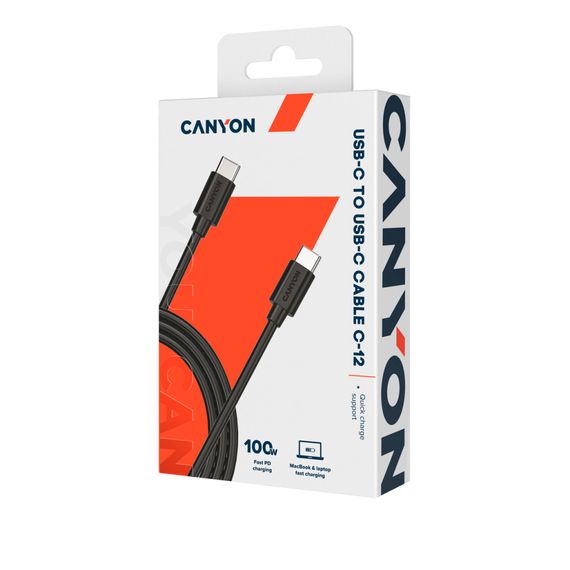 Дата кабель USB-C to USB-C 2.0m 100W 20V/ 5A black Canyon (CNS-USBC12B) | Зображення 1