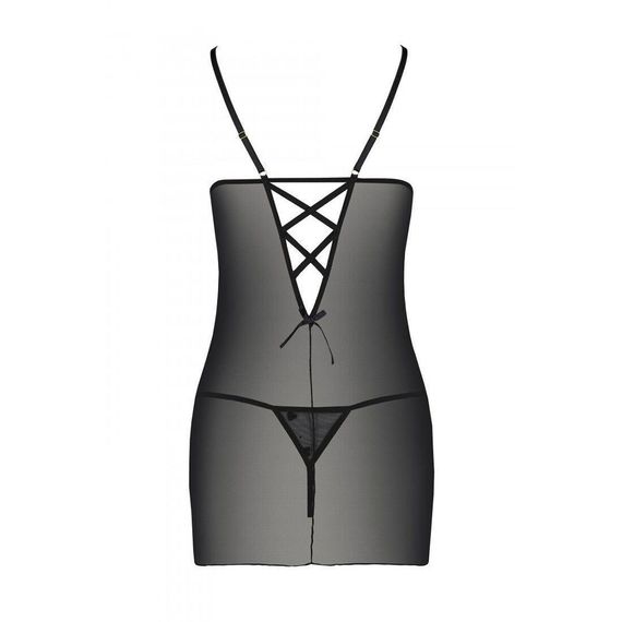 Сорочка с вырезами на груди, стринги Passion LOVELIA CHEMISE L/XL, black Sex Aura | Зображення 5
