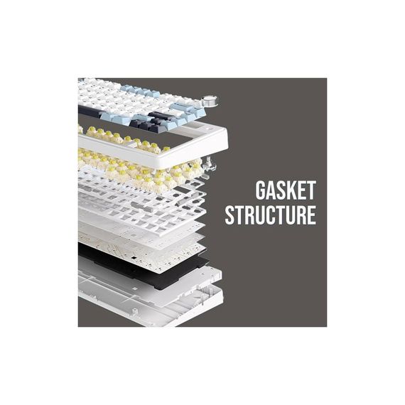 Клавіатура Aula F75 Gasket Greywood V3 switch Hot-Swap PBT Wireless/Bluetooth/USB White (6948391208640) | Зображення 6