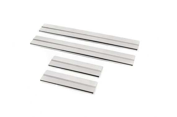 Накладки на пороги Натанико (4 шт., нерж.) Premium - стрічка 3М, 0.8 мм для Toyota C-HR | Зображення 5