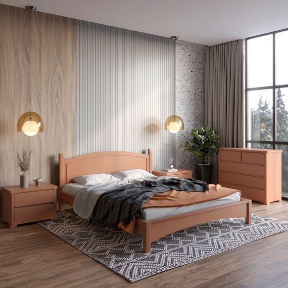 Двоспальне дерев'яне ліжко Mebigrand Мангеттен Н Коричневий (RAL8025) 160х190 см (MBG-3427)