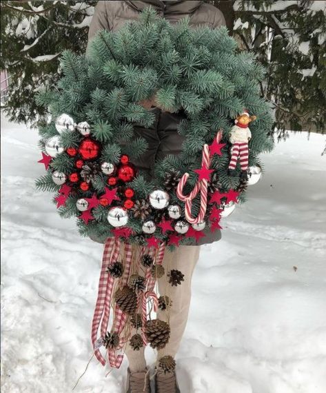 Венок новогодний рождественский Premium из литой хвои d-55 см голубой | Зображення 4