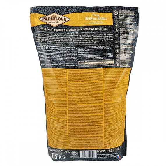 Корм сухий Carnilove Fresh Chicken and Rabbit for Adult dogs для дорослих собак усіх порід з куркою та кроликом 1,5 кг | Зображення 3