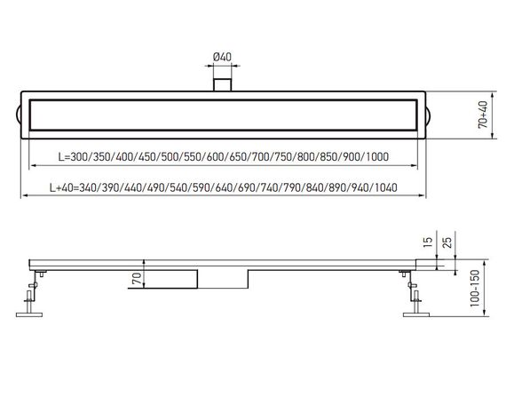 Душевой трап из нержавеющей стали SUS304 KOER FD20-70x600 (KR3270) | Зображення 1