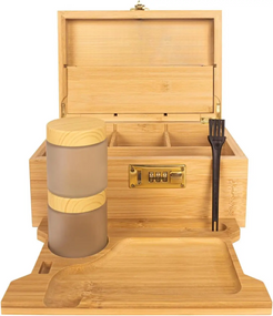 Деревянный ящик для хранения с кодовым замком органайзер с банками и разделителем коробка бамбуковая шкатулка