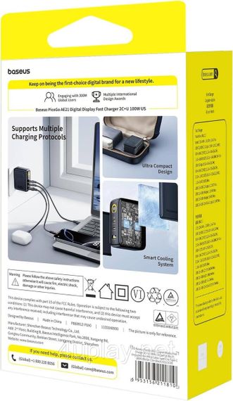 Сетевое зарядное устройство Baseus PicoGo AE21 100W GaN Fast Charger | Зображення 7