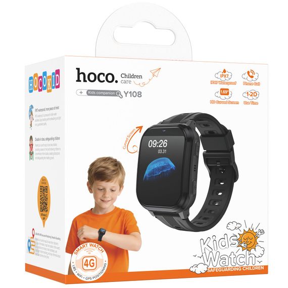 Дитячий cмарт-годинник Hoco Y108 4G with call function Black | Зображення 2