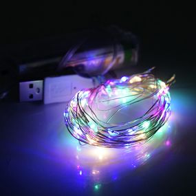 Гірлянди 200LED, 1 режим, 20 метрів, прозора ізоляція, живлення від USB+ 3*АА, Mix Color, ОЕМ