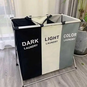Кошик для білизни з 3 відсіками, Органайзер для сортування речей Laundry Basket   знижка
