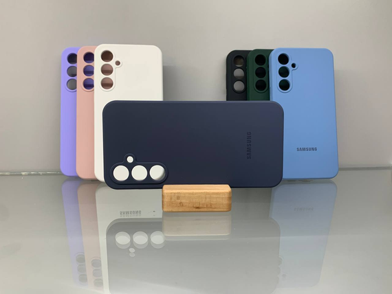 Samsung A35 Протиударний чохол з логотипом софт тач синій