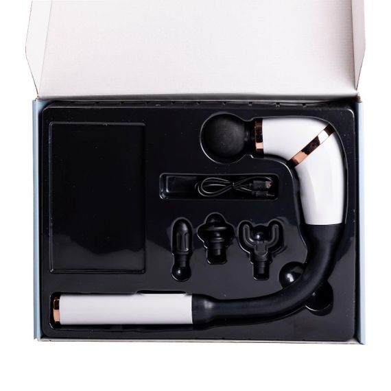 Перкуссионный ручной массажер аккумуляторный 17 Вт зарядка от USB до 3200 об/мин Белый HP-11-11W | Зображення 8