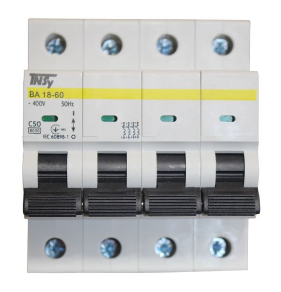 Автоматичний вимикач ВА18-60 4Р 50А 6кА х-ка C Ny95504765 | Зображення 1