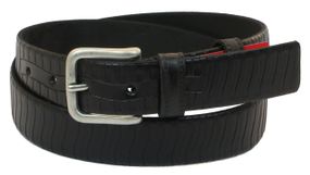 Мужской кожаный ремень под брюки Skipper 1040-35 черный 3,5 см