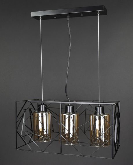 Люстра підвісна LOFT на 3 лампочки 25067 Чорний 30-100х25х48 см.