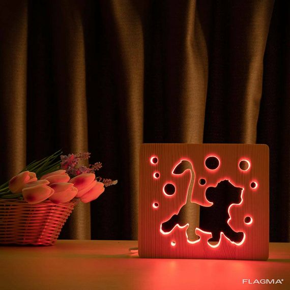 Светильник ночник ArtEco Light из дерева LED "Веселый львенок" с пультом и регулировкой... | Зображення 5