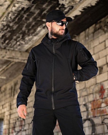 Демісезонний тактичний костюм софтшел SATELIT чорний поліція ПП8056 | Зображення 4