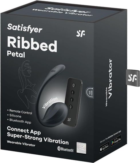 Смарт-віброяйце Satisfyer Ribbed Petal Connect App Black, керування зі смартфона, пульт ДК sexstyle | Зображення 6