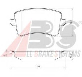 Колодка гальм. диск. AUDI A4 1.8-3.2 07-, A5 1.8-3.2 07-, Q5 2.0-3.2 08- задн. (вир-во ABS) A.B.S. 37588 на AUDI A5 (8T3)