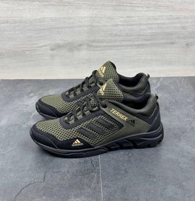 Літні кросівки Adidas сітка колір олива