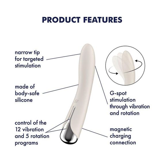 Вібратор точки G з обертанням Satisfyer Spinning Vibe 1 Beige, 2 мотори Sex Aura | Зображення 6