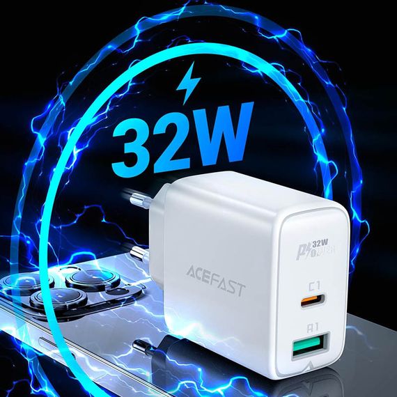 СЗУ Acefast A5 PD32W+QC3.0 (1USB-A/1C) White | Зображення 1