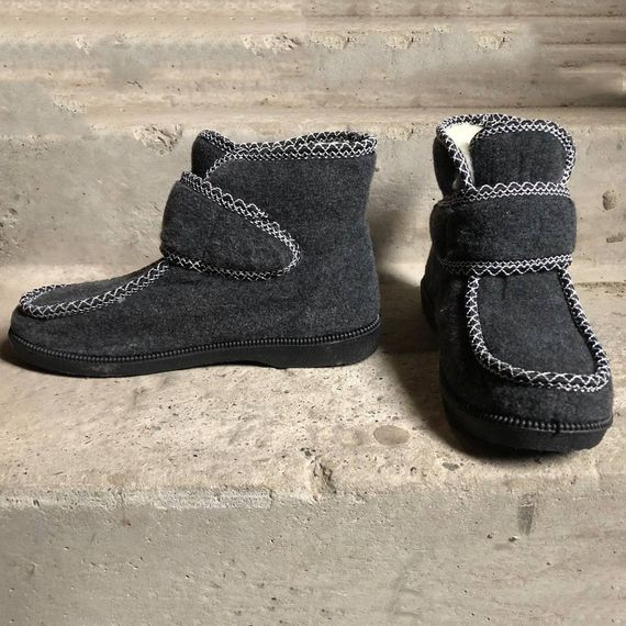 Чоботи черевики жіночі зимові 39р 25см, Калоші утеплені чорного кольору, Суконні зимові бурки GQ-60 | Зображення 9