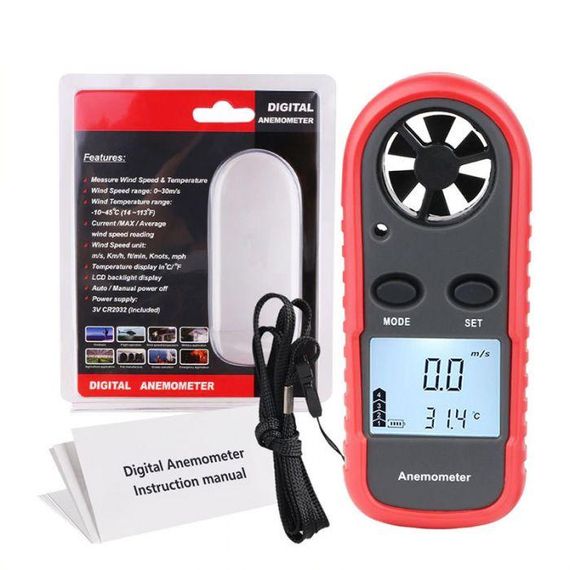 Анемометр цифровий 0,1-30 м/с, -10-45 °C WINTACT WT816 | Зображення 4