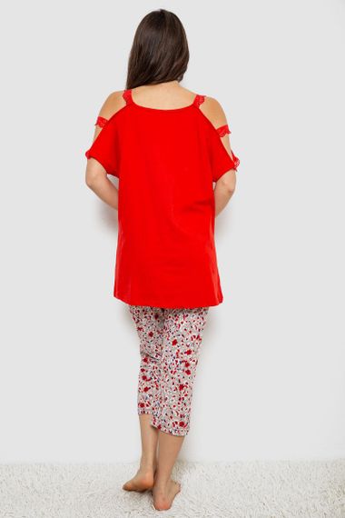 Пижама женская с принтом  -уценка, цвет красный, 243R1602-018-U-2 | Зображення 3
