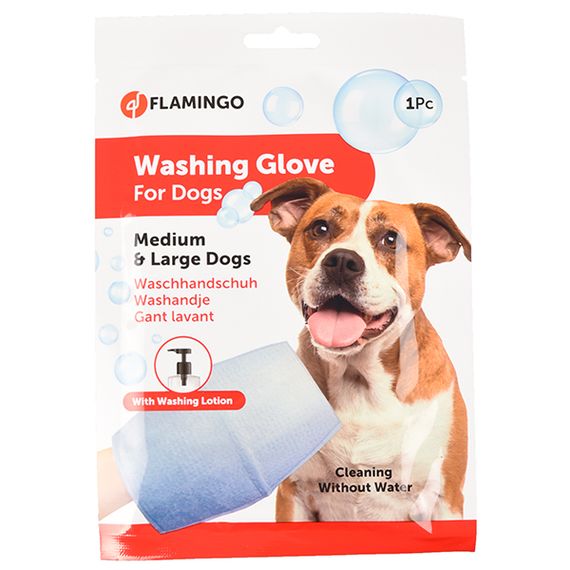 Рукавица-салфетка для ухода за шерстью собак без воды Flamingo Washing Glove Dog, размер M