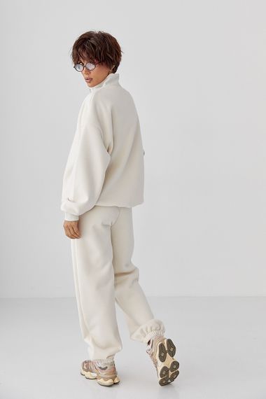 Утеплений спортивний костюм із джогерами та світшотом - бежевий цвет, L/XL (є розміри) | Зображення 1