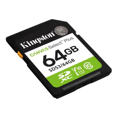 Карта памяти Kingston 64GB SDXC class 10 UHS-I V10 A1 Canvas Select Plus (SDS3/64GB) | Зображення 1