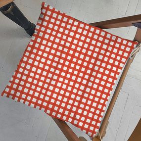 Подушка на стул с завязками Бело-красная клетка 40x40x4 см (PZ_23NG022)