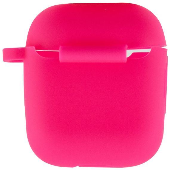Силиконовый футляр New с карабином для наушников Airpods 1/2 Розовый / Barbie pink | Зображення 2