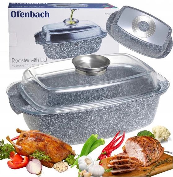 Гусятница с крышкой Ofenbach Vizo KM-100517 32х10.5 см 5.5 л серая | Зображення 6