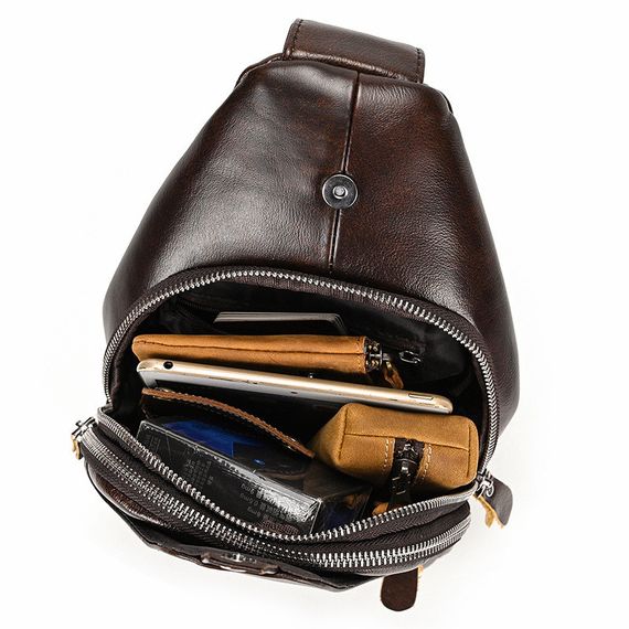 Сумка-слінг чоловіча шкіряна коричнева Tiding Bag - MK03983 | Зображення 6