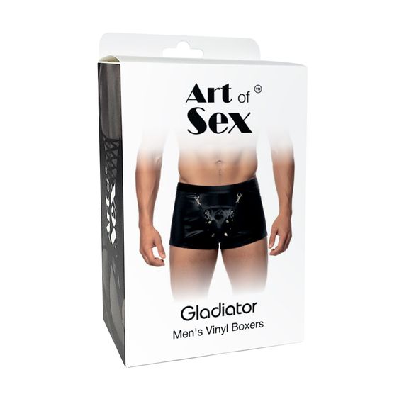 Чоловічі труси з сюрпризом Art of Sex - Gladiator, чорні з ефектом мокрого оксамиту, розмір L | Зображення 2