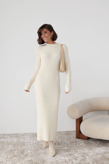 В'язане плаття oversize в широкий рубчик колір кремовий розмір S FL_000886 | Зображення 4