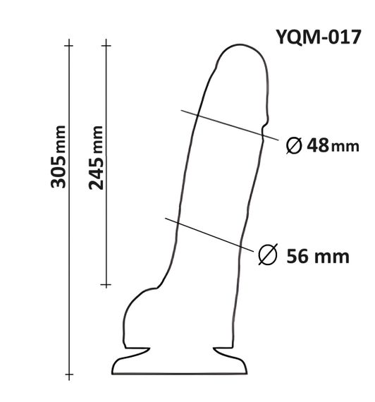 Фаллоимитатор Гигант с мошонкой на присоске OYO YQM-017 (длина 30.5 см, диаметр 5.6 см) Sex Aura | Зображення 8