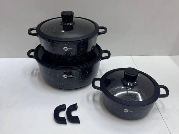 Набір посуду гранітне покриття Higher kitchen НК-325 з кришками 8 предметів | Зображення 1